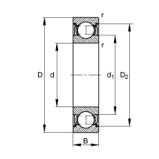 S 6007-2Z,  DIN 625-1 ˜ʵҪߴ, ɂg϶ܷ